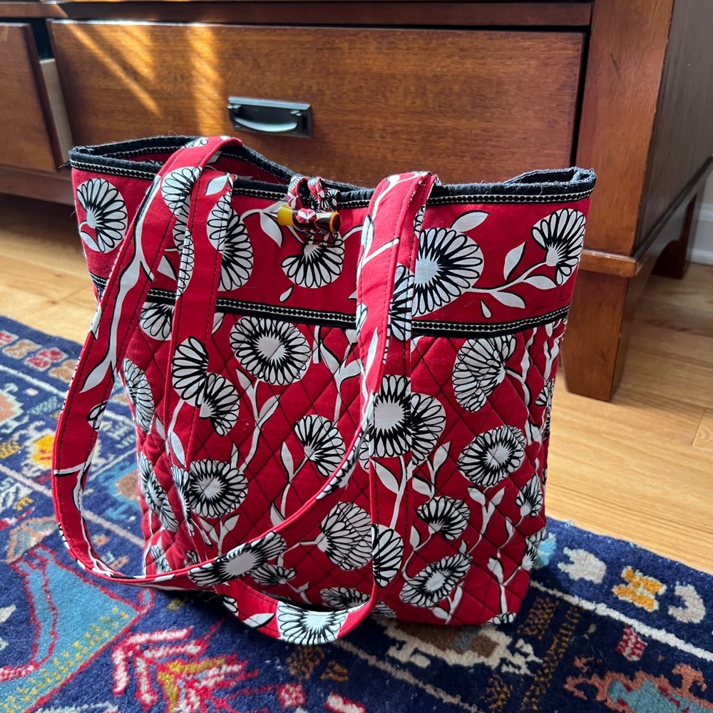 Vera Bradley Red and White Floral Quilted Tote